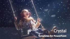  Presentation with snow - Presentation theme having little girl enjoys the game background and a ocean colored foreground