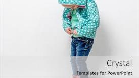  Presentation with blue - PPT layouts consisting of little-girl-fastening-her-blue background and a white colored foreground