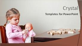  Presentation with doll - Beautiful PPT layouts featuring little-girl-feeding-a-doll backdrop and a light gray colored foreground