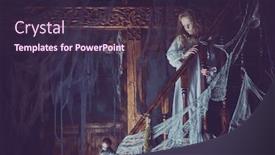  Presentation with ghost - Presentation theme consisting of ghost in a nightgown wander background and a wine colored foreground