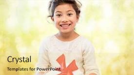  Presentation with christmas presents - Beautiful PPT theme featuring little girl girl with gift backdrop and a blonde colored foreground