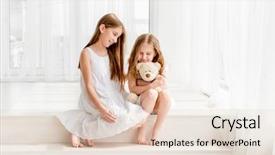  Presentation with teddy bear - Slides featuring little girl giving her teddy background and a lemonade colored foreground