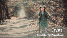  Presentation with woods - PPT theme enhanced with little girl goes through the woods photo in vintage stylev background and a gray colored foreground
