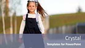  Presentation with school - Presentation with little-girl-goes-to-school background and a gray colored foreground