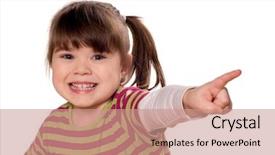  Presentation with girl model - PPT theme featuring little girl good for border background and a coral colored foreground
