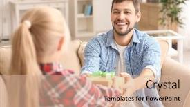  Presentation with father birthday - Amazing slides having little girl greeting her dad backdrop and a  colored foreground