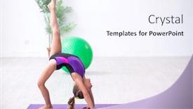  Presentation with exercises - PPT theme consisting of little-girl-gymnast-doing-exercises background and a sky blue colored foreground