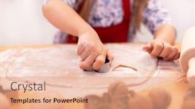 Presentation with gingerbread - Theme with little-girl-hand-cutting-gingerbread background and a coral colored foreground