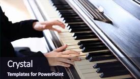  Presentation with piano - PPT theme featuring little girl hands piano playing background and a wine colored foreground