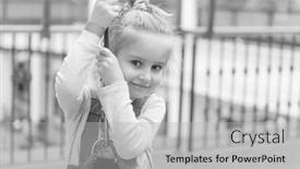  Presentation with adventure - Amazing slides having little girl hanging on safety rope in adventure park backdrop and a light gray colored foreground
