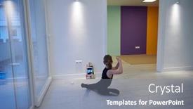  Presentation with fitness dance - Beautiful slides featuring little-girl-have-online-training backdrop and a gray colored foreground