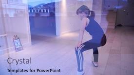  Presentation with fitness dance - PPT theme consisting of little-girl-have-online-training background and a light blue colored foreground