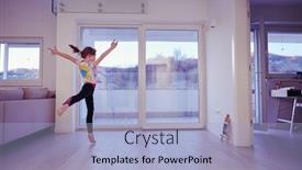  Presentation with exercise class - Theme having little-girl-have-online-training background and a light blue colored foreground