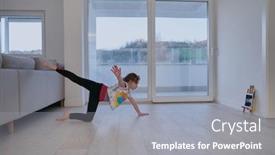  Presentation with education training - Slide deck with little-girl-have-online-training background and a gray colored foreground