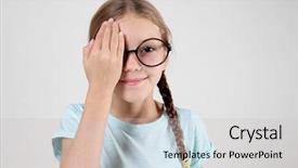  Presentation with step test - Beautiful theme featuring little girl having eye test backdrop and a light gray colored foreground