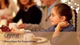  Presentation with tea party - Colorful presentation enhanced with little girl having tea party backdrop and a coral colored foreground