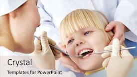  Presentation with teeth - Theme consisting of little girl having teeth background and a coral colored foreground