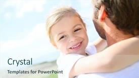  Presentation with big fat belly girl - PPT theme consisting of little girl held in father background and a cool aqua colored foreground