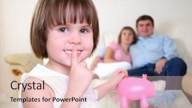  Presentation with skinny pig - Presentation theme with little girl hides her money background and a lemonade colored foreground
