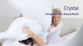  Presentation with big fat belly girl - Amazing presentation design having little girl hitting her father backdrop and a sky blue colored foreground