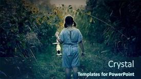  Presentation with dark forest - Beautiful presentation featuring little-girl-holding-a-lantern backdrop and a ocean colored foreground