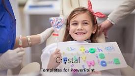  Presentation with dental office - Colorful presentation theme enhanced with little-girl-holding-a-lollipop backdrop and a light gray colored foreground
