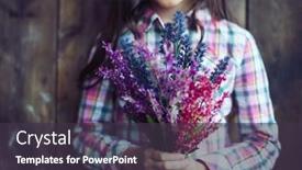  Presentation with bunch - PPT theme with little-girl-holding-bunch background and a tawny brown colored foreground