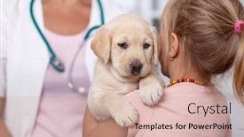  Presentation with veterinary - Slide deck with little-girl-holding-her-puppy background and a coral colored foreground