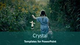  Presentation with dark forest - Presentation theme with little-girl-holding-her-teddy background and a ocean colored foreground