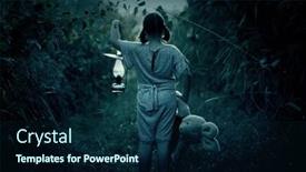  Presentation with dark forest - Colorful slides enhanced with little-girl-holding-her-teddy backdrop and a navy blue colored foreground
