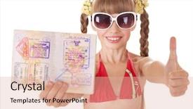  Presentation with foreign - Beautiful presentation featuring little girl holding international passport foreign vacation backdrop and a lemonade colored foreground