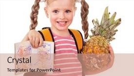  Presentation with foreign - Slides having little girl holding international passport background and a coral colored foreground