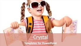  Presentation with finding the best international tealent - PPT theme consisting of little girl holding international passport background and a coral colored foreground