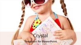 Presentation with foreign - Beautiful PPT theme featuring little girl holding international passport foreign vacation backdrop and a coral colored foreground