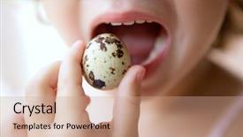  Presentation with quail - Colorful presentation enhanced with little girl holding quail egg backdrop and a coral colored foreground