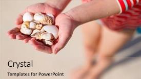  Presentation with sea shells - Presentation with little girl holding sea shells background and a lemonade colored foreground