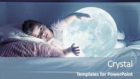  Presentation with stars moon - PPT layouts consisting of preschool stars - little girl holding the moon background and a light blue colored foreground
