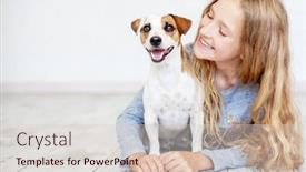  Presentation with dog - PPT layouts having little-girl-hugs-and-strokes background and a lemonade colored foreground