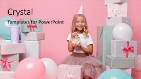  Presentation with pretty girl - Presentation design consisting of little girl in a birthday background and a lemonade colored foreground