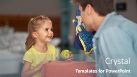  Presentation with performance - Beautiful theme featuring little-girl-in-a-cheerful backdrop and a mint green colored foreground