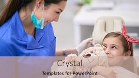  Presentation with teddy bear - Presentation consisting of little-girl-in-a-dental background and a soft green colored foreground