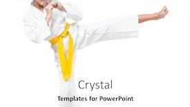  Presentation with kimono - Audience pleasing PPT layouts consisting of little girl in a kimono with a yellow sash on a white background backdrop and a white colored foreground