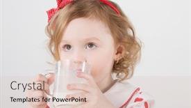  Presentation with red bow - Amazing PPT layouts having little girl in a red headband with bow drinking milk from a glass mug backdrop and a lemonade colored foreground