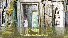  Presentation with cambodia - Theme having little-girl-in-ancient-angkor background and a tawny brown colored foreground