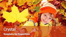  Presentation with multicolored autumn leaves orange yellow red - Slide deck consisting of little girl in autumn orange background and a crimson colored foreground