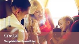  Presentation with safety transport - Presentation design with little girl in baby car background and a coral colored foreground