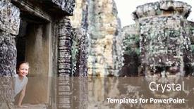  Presentation with cambodia - Cool new presentation theme with little-girl-in-beautiful-ancient backdrop and a coral colored foreground