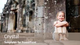  Presentation with cambodia - Colorful PPT theme enhanced with little-girl-in-beautiful-ancient backdrop and a gray colored foreground