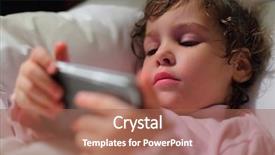  Presentation with bed - Theme with little girl in bed with hendheld computer background and a coral colored foreground