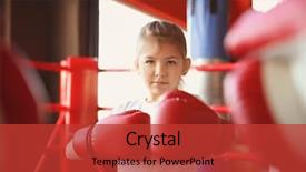  Presentation with boxing ring - Slides having little girl in boxing gloves background and a red colored foreground